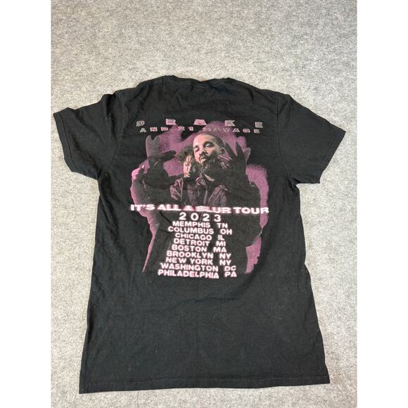 Drake 21 Savage Shirt Mens Small Black Its All A Blur Tour 2023 Rap Concert Tee - Picture 2 of 7